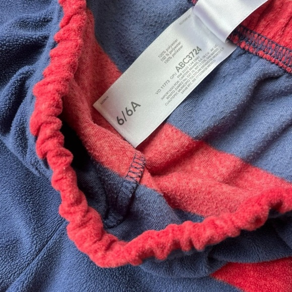 🌼 5/$25 Carter’s Kids Fleece Pajama Pants Size 6 Red Navy Striped Pull-On Lounge - Picture 4 of 9